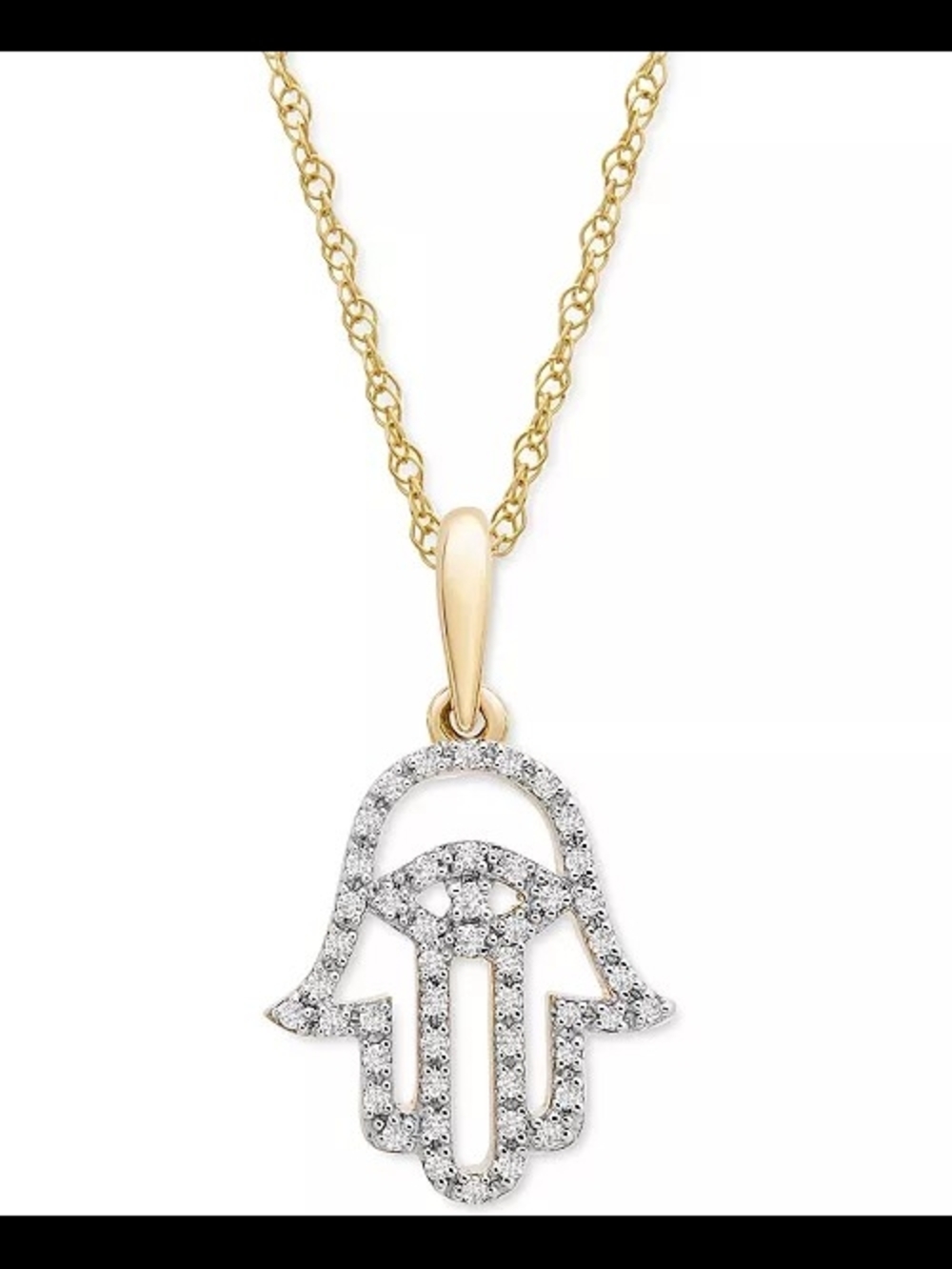 Wrapped Gold Hamsa Hand Pendant Necklace Gold And Diamonds